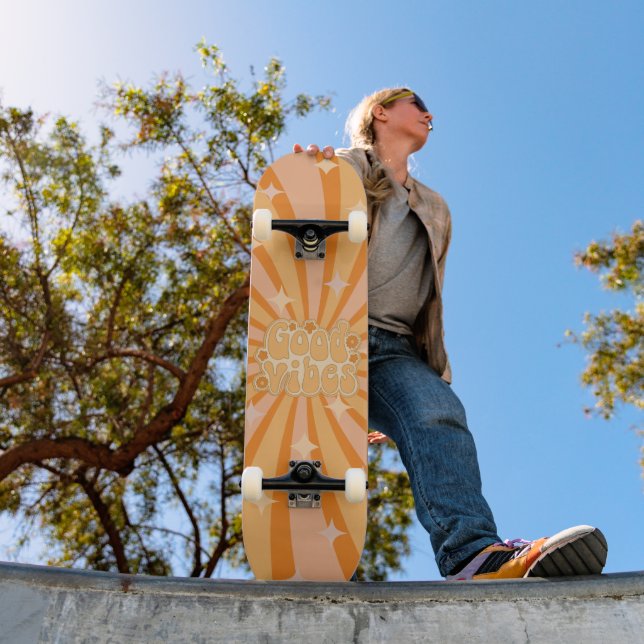 Funky Orange Psychedelic Good Vibes Skateboard (Utomhus 1)