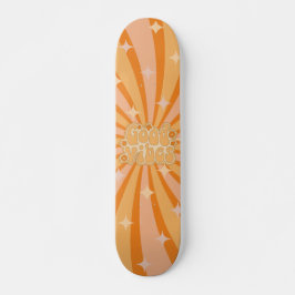 Funky Orange Psychedelic Good Vibes Skateboard
