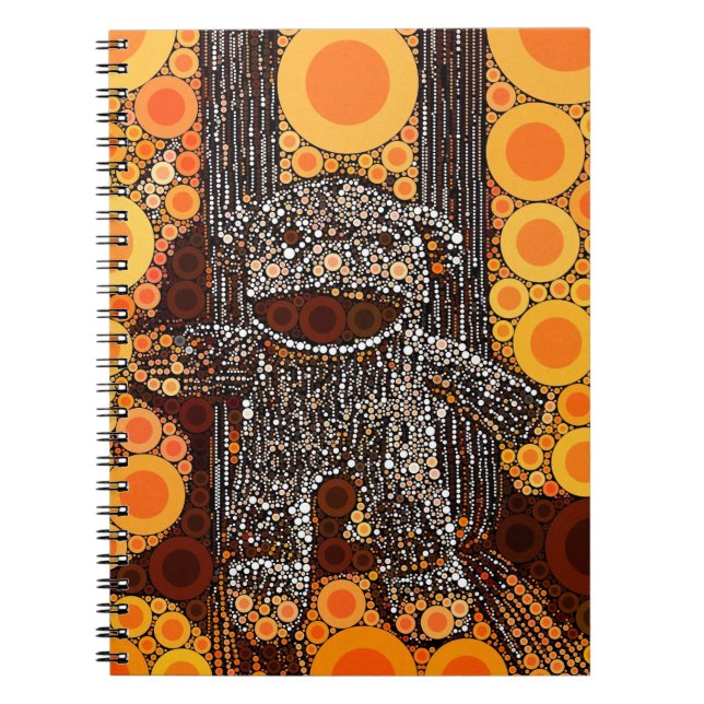 Funky Orange Sock monkey Circles Bubbles Pop Art Anteckningsbok (Framsidan)