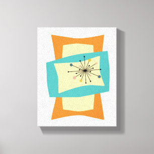 Funky Orange Turkos Mid Century-rektanglar Canvastryck