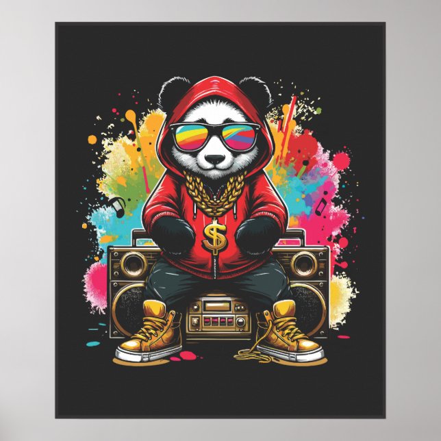 Funky Panda Music Vibes Poster (Framsidan)