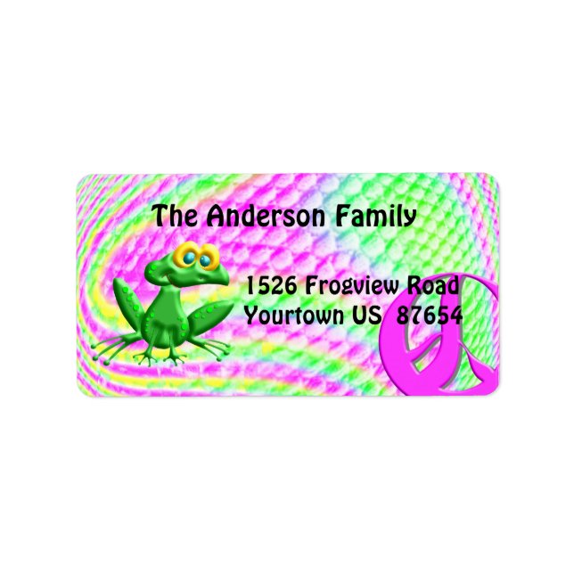 Funky Peace Froggie Adressetikett (Framsidan)