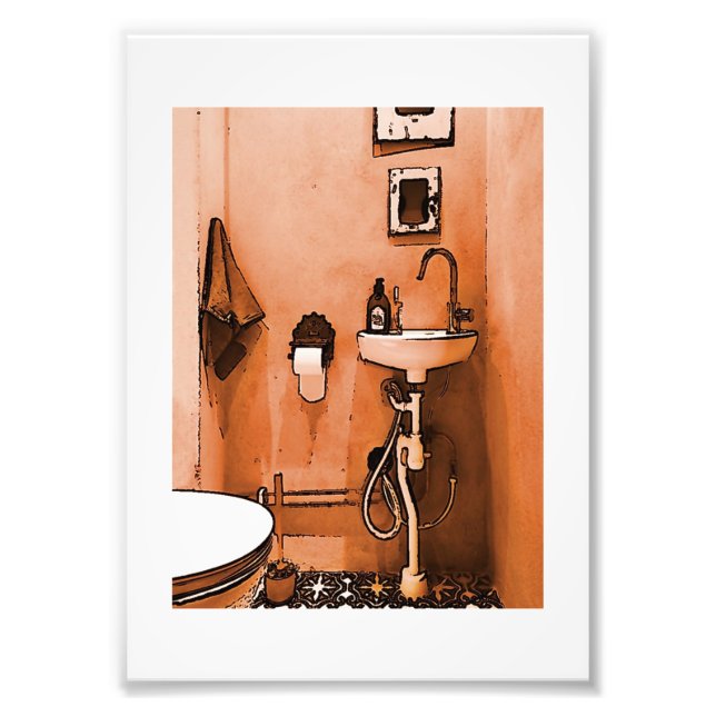 Funky Peachy Bathroom Fototryck (Framsidan)