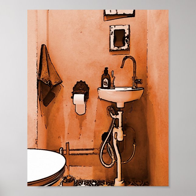 Funky Peachy Bathroom Poster (Framsidan)
