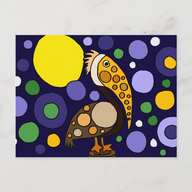 Funky Pelican and Circles Beach Art Vykort (Framsida)