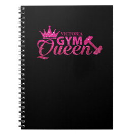 Funky Personlig Shock rosa Faux Glitter Gym Queen Anteckningsbok