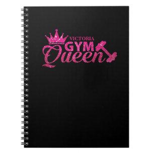 Funky Personlig Shock rosa Faux Glitter Gym Queen Anteckningsbok