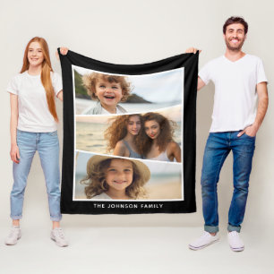 Funky Photo Collage Färg Block Diagonal Linjer Fleecefilt