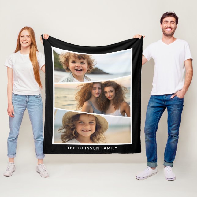 Funky Photo Collage Färg Block Diagonal Linjer Fleecefilt (På plats)