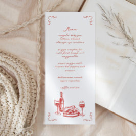 Funky Pizza Vin handskriven Illustrated Meny