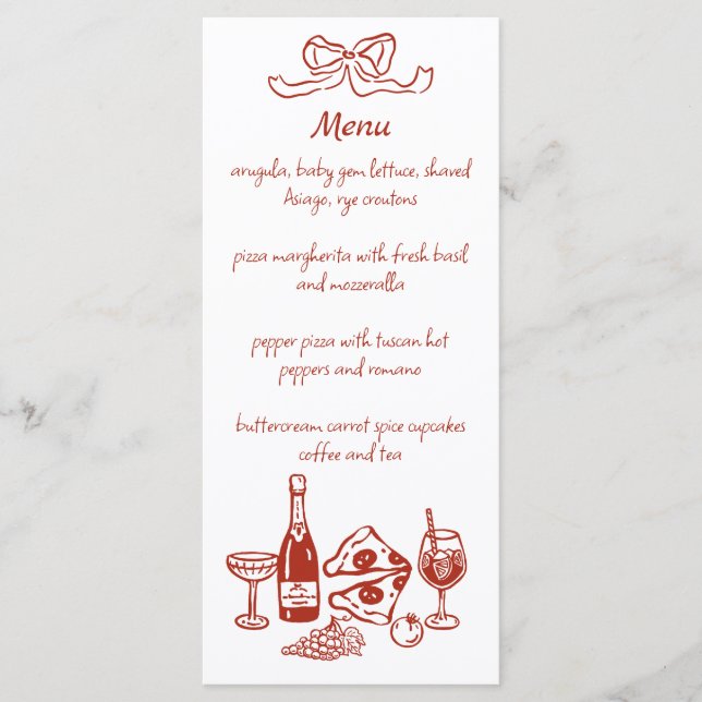 Funky Pizza Wine Handwritten Illustrated Menu Meny (Framsida)
