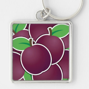 Funky plum fyrkantig silverfärgad nyckelring