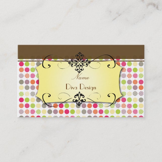Funky Polka dots BusinessCard Visitkort (Framsida)