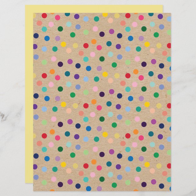 Funky Polkadots Faux Brown Kraft Scrapbook Papper (Fram/baksida)