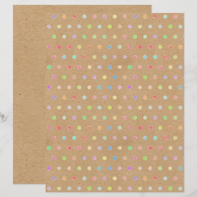 Funky Polkadots Faux Brown Kraft Scrapbook Papper (Fram/baksida)