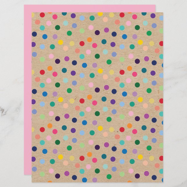 Funky Polkadots Faux Brown Kraft Scrapbook Papper (Fram/baksida)
