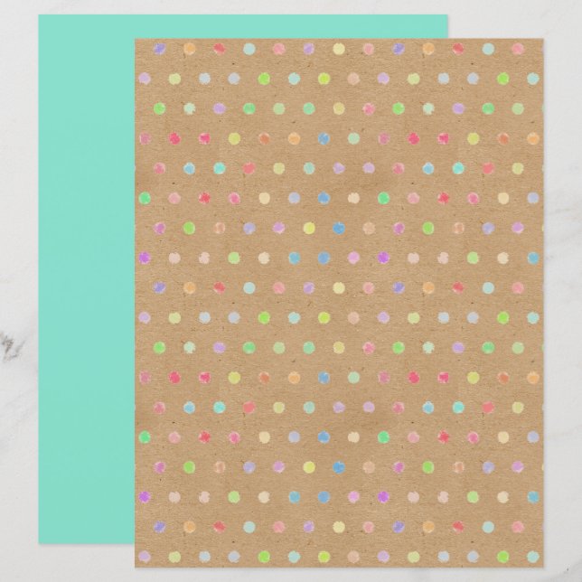 Funky Polkadots Faux Brown Kraft Scrapbook Papper (Fram/baksida)