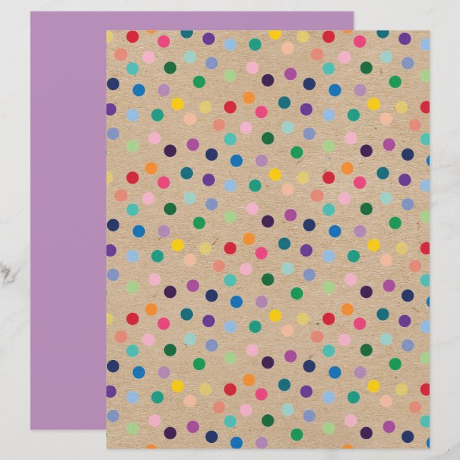 Funky Polkadots Faux Brown Kraft Scrapbook Papper (Fram/baksida)