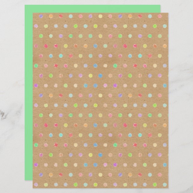 Funky Polkadots Faux Brown Kraft Scrapbook Papper (Fram/baksida)