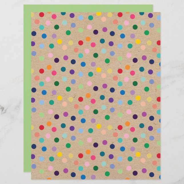 Funky Polkadots Faux Brown Kraft Scrapbook Papper (Fram/baksida)