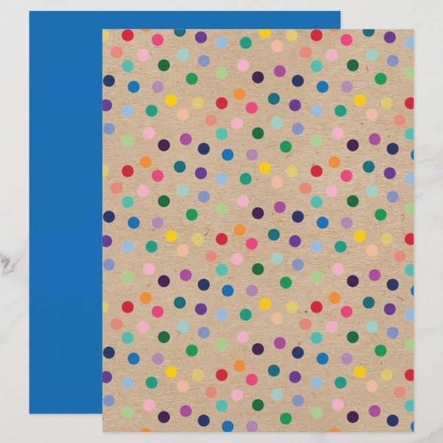 Funky Polkadots Faux Brown Kraft Scrapbook Papper (Fram/baksida)