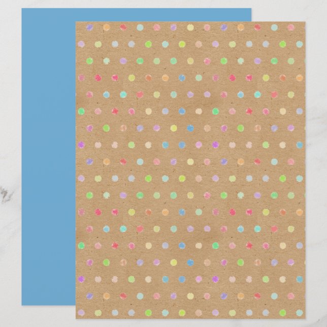 Funky Polkadots Faux Brown Kraft Scrapbook Papper (Fram/baksida)