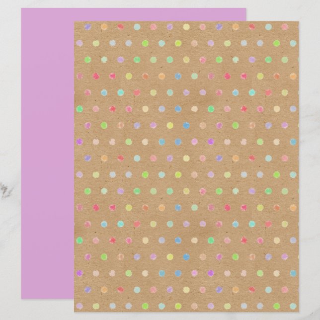 Funky polkagrisprickar Falskt Brun Kraft Scrapbook (Fram/baksida)