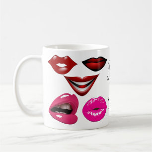 Funky Pop Art Mönster Sensuella Läppar 70-talskons Kaffemugg