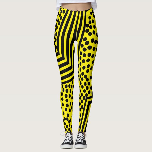 Funky prickiga randiga tjocka leggings (Framsida)