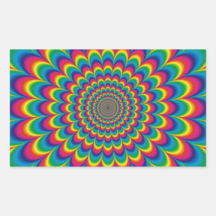 Funky Psychedelic Färg Fest Rektangulärt Klistermärke