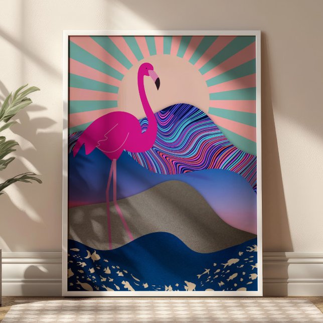 Funky Psychedelic Flamingo Poster (Skapare uppladdad)