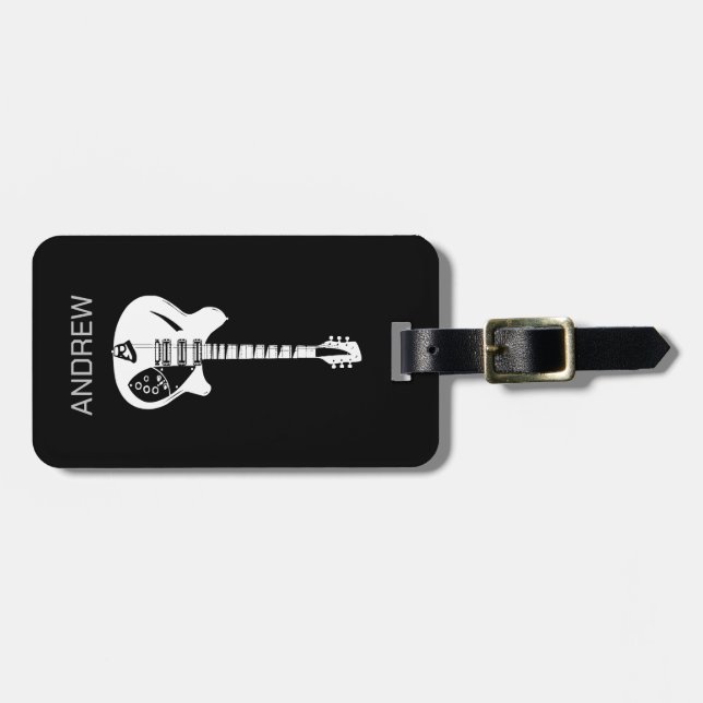 Funky Psychedelic Guitar Pop Art Music Instrument Bagagebricka (Horisontell Framsida)