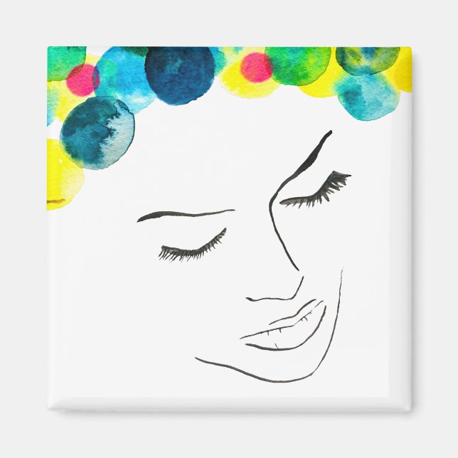 Funky psykedeliskt bubbelhår magnet (Framsidan)