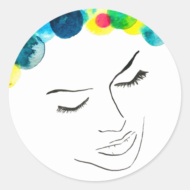 Funky psykedeliskt bubbelhår runt klistermärke (Framsida)