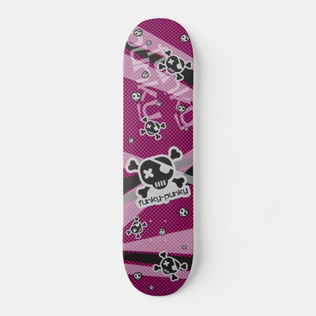 Funky-Punky svart Skateboard Bräda 19,5 Cm (Framsida)