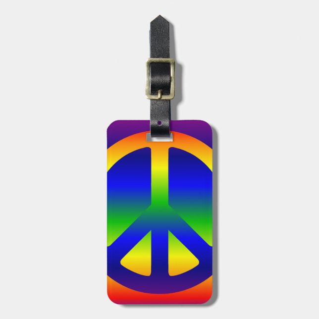 Funky Rainbow Peace Symbol Bagagebricka (Vertikal Framsida)