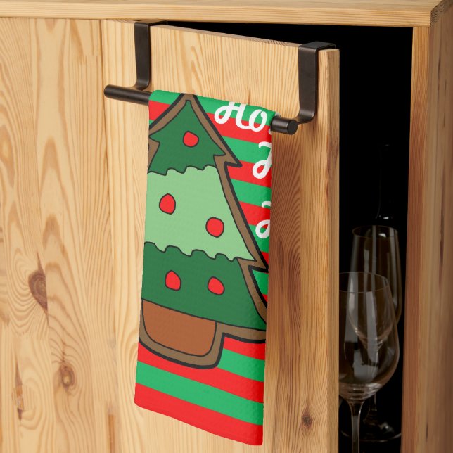 Funky Rand och Julgran Kökshandduk (Thirds Fold)