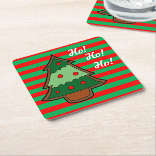 Funky Rand och Julgran Underlägg Papper Kvadrat