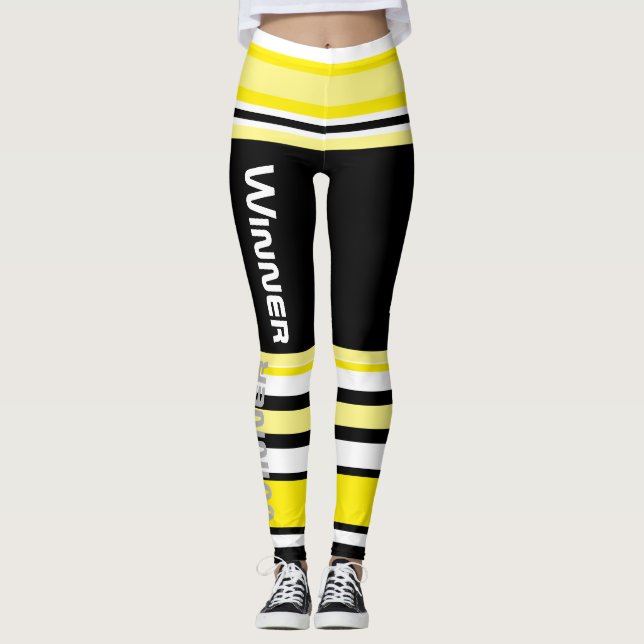 Funky randiga linjer Vinnare Power Leggings (Framsida)