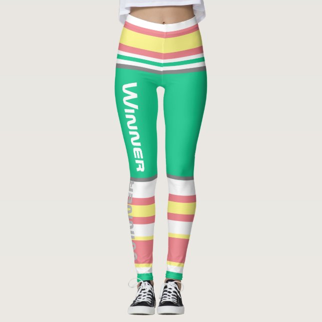 Funky randiga linjer Vinnare Power Leggings (Framsida)
