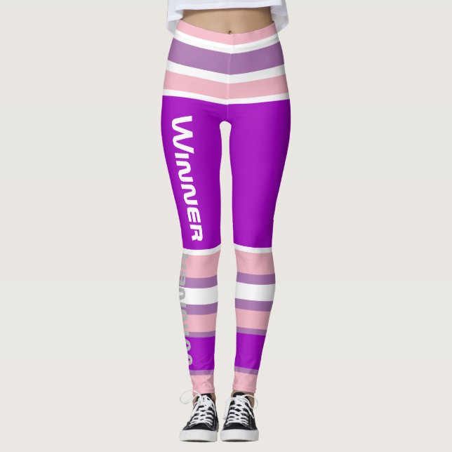 Funky randiga linjer Vinnare Power Leggings (Framsida)