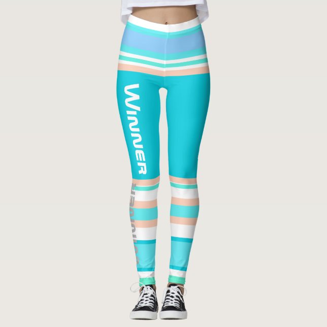 Funky randiga linjer Winner Power Leggings (Framsida)