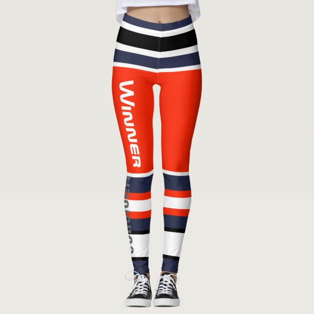 Funky randiga linjer Winner Power Leggings (Framsida)