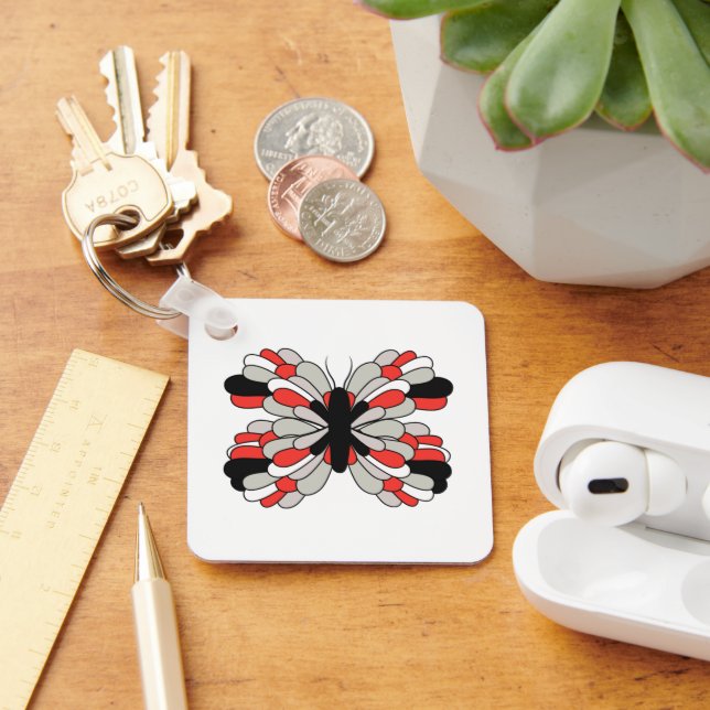 Funky Red and Black Butterfly Keychain Nyckelring (Skrivbord)