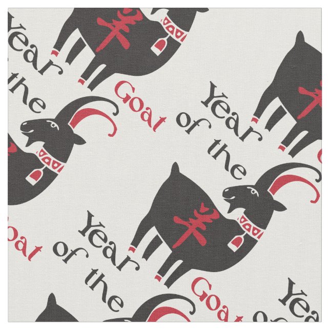 Funky Red and Black Year of the Goat Tyg (Närbild)