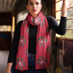 Funky Red and Grönt Poinsettia Chiffon Scarf Sjal<br><div class="desc">En samling vackra sjalar med Funky Poinsettias i olika färg med motsvarande bakgrund. Mycket elegant som gåva eller för dig själv.</div>