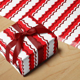 Funky Red and White Scallop Rand Presentpapper