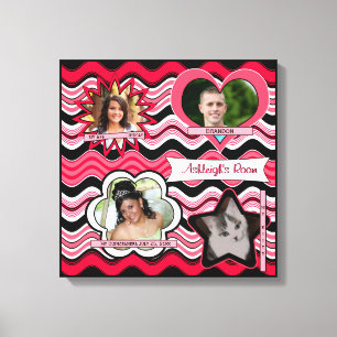 Funky Red, Black, White Photo Wall Hanging Canvastryck