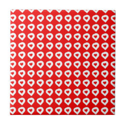 Funky Red & White Hearts Kakelplatta