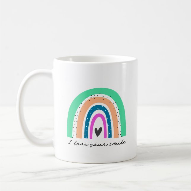 Funky regnbågs kärlek kaffemugg (Vänster)